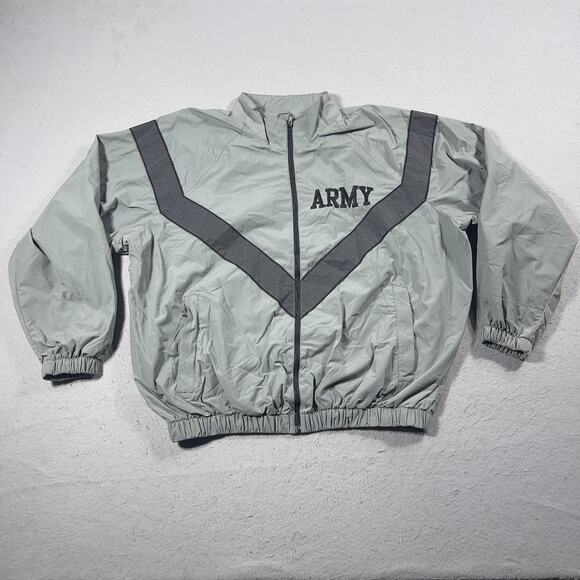 US Army Physical Fitness Uniform Jacket Mens Large Full Zip Nylon Windbreaker - Picture 1 of 8